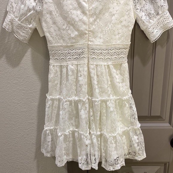 NWT NSR Amelie Eyelet Mini White Lace Dress Size: XS - Picture 9 of 10